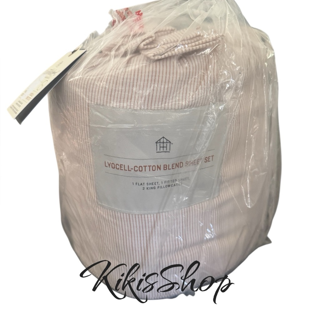 4pc King Micro Stripe Sheet Set Rust - Hearth & Hand™ with Magnolia - Picture 5 of 5
